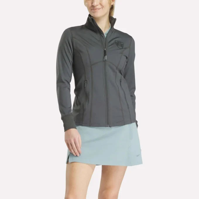 Damen-Golfjacke mit durchgehendem Reißverschluss und Nahtdetails