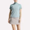 Damen-Oberteil mit kurzen Ärmeln, 1/4-Reißverschluss und Mini-Argyle-Print