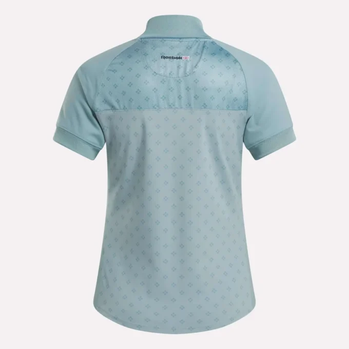 Damen-Oberteil mit kurzen Ärmeln, 1/4-Reißverschluss und Mini-Argyle-Print