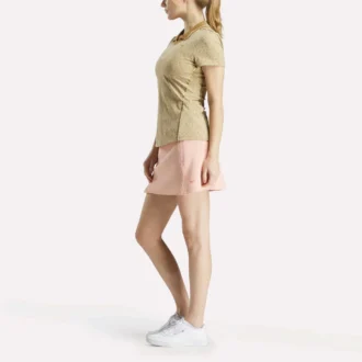 Damen-Polohemd mit Flügelärmeln, Johnny-Kragen und Mikro-Blumenmuster