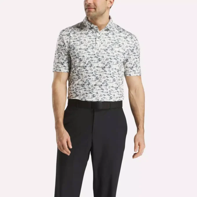 Herren-Golfpoloshirt mit kurzen Ärmeln und Alligator-Print