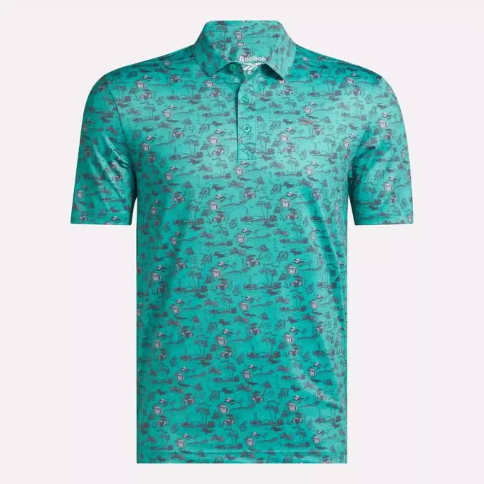 Herren-Golfpoloshirt mit kurzen Ärmeln und Alligator-Print