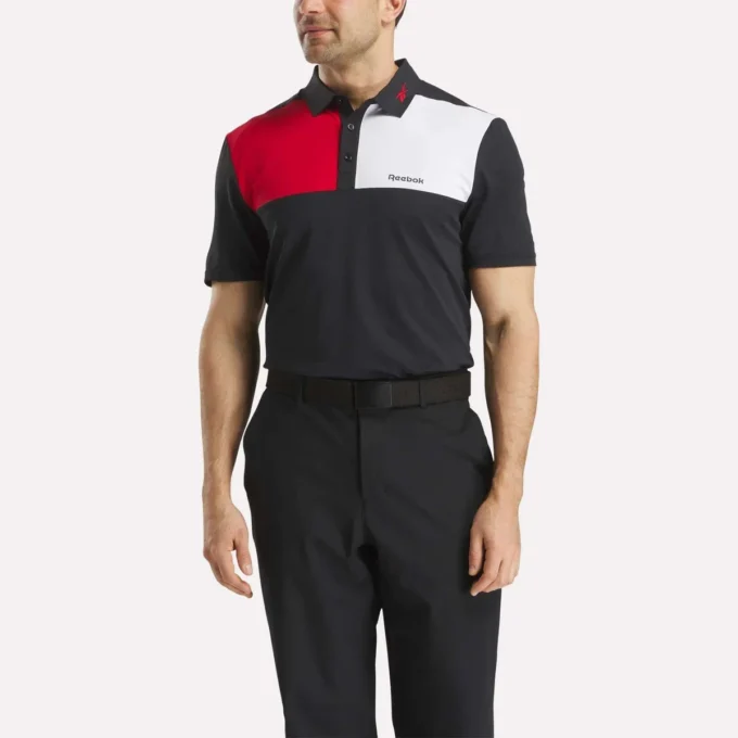 Herren-Polohemd mit gebondetem Kragen und Farbblockdesign
