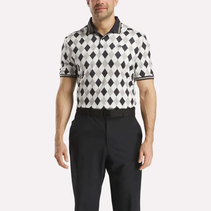 Herren-Polohemd mit kurzen Ärmeln und Vector-Argyle-Print