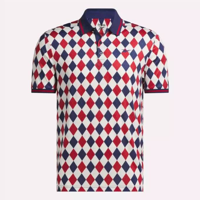Herren-Polohemd mit kurzen Ärmeln und Vector-Argyle-Print