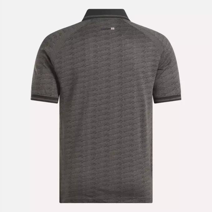 Herren-Poloshirt mit kurzen Ärmeln, tonalem Vector-Jacquardmuster und geripptem Saum
