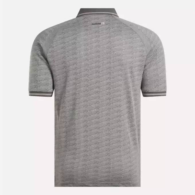 Herren-Poloshirt mit kurzen Ärmeln, tonalem Vector-Jacquardmuster und geripptem Saum