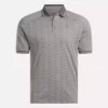 Herren-Poloshirt mit kurzen Ärmeln, tonalem Vector-Jacquardmuster und geripptem Saum