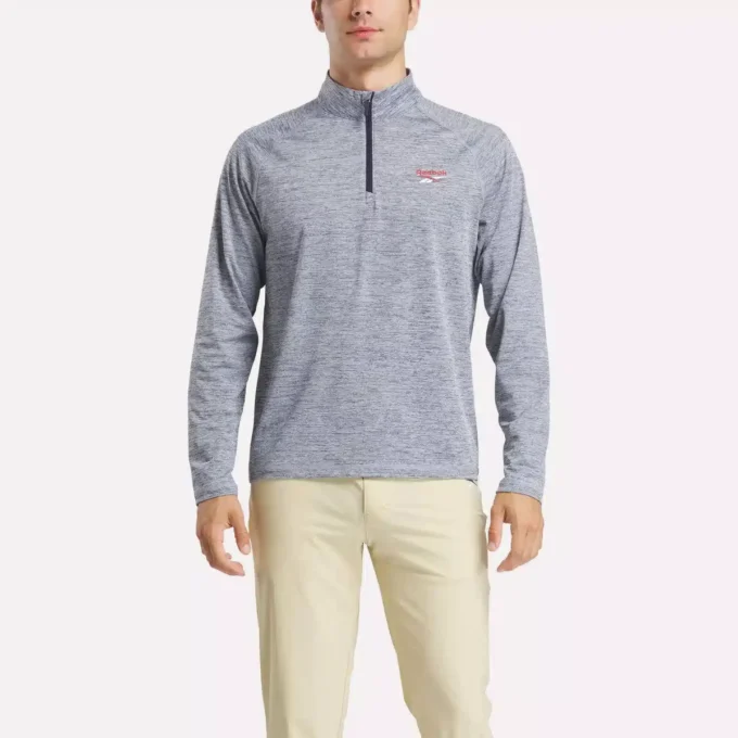 Herren-Sweatshirt mit Viertelreißverschluss und kationischer Feuchtigkeitsableitung