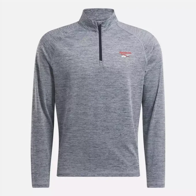 Herren-Sweatshirt mit Viertelreißverschluss und kationischer Feuchtigkeitsableitung