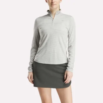 Langärmeliger Golf-Pullover für Damen mit 1/4-Reißverschluss und Engineered Vector Jacquard