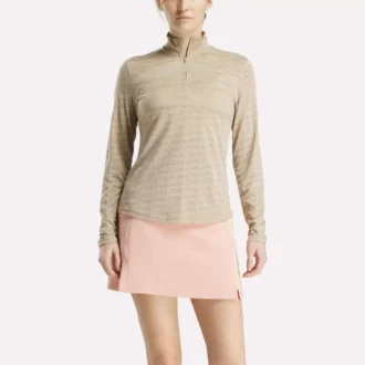 Langärmeliger Golf-Pullover für Damen mit 1/4-Reißverschluss und Engineered Vector Jacquard