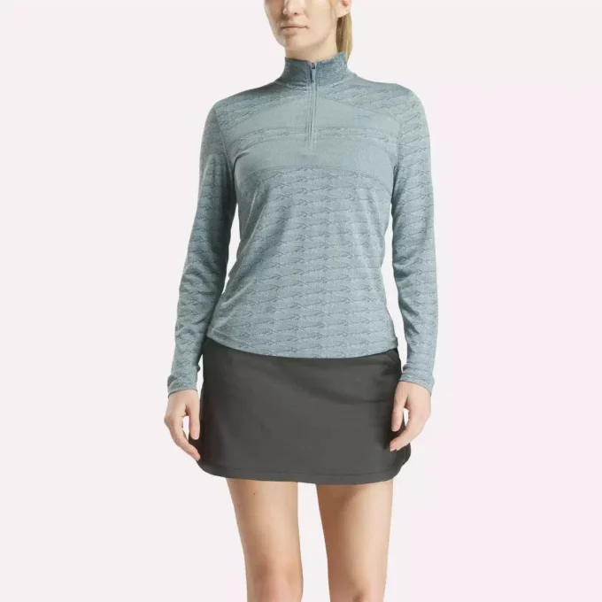 Langärmeliger Golf-Pullover für Damen mit 1/4-Reißverschluss und Engineered Vector Jacquard