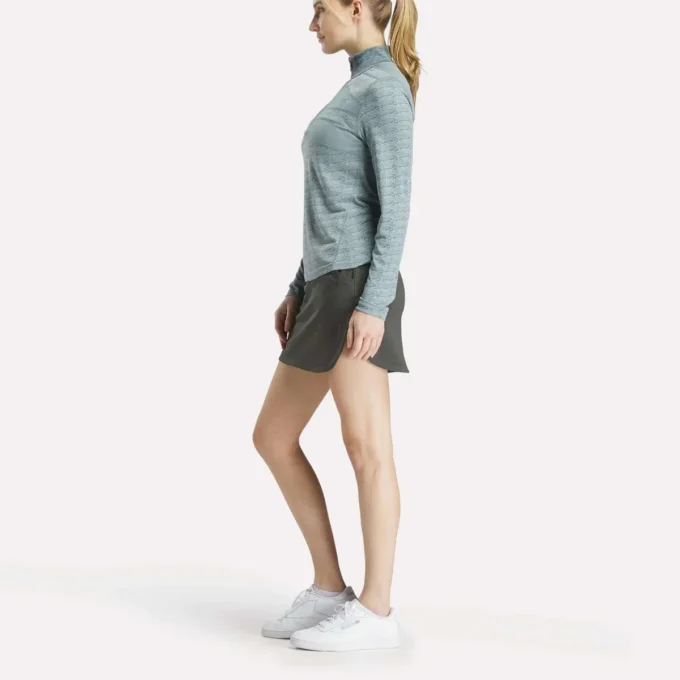 Langärmeliger Golf-Pullover für Damen mit 1/4-Reißverschluss und Engineered Vector Jacquard