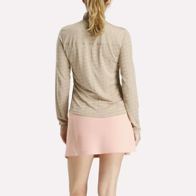 Langärmeliger Golf-Pullover für Damen mit 1/4-Reißverschluss und Engineered Vector Jacquard