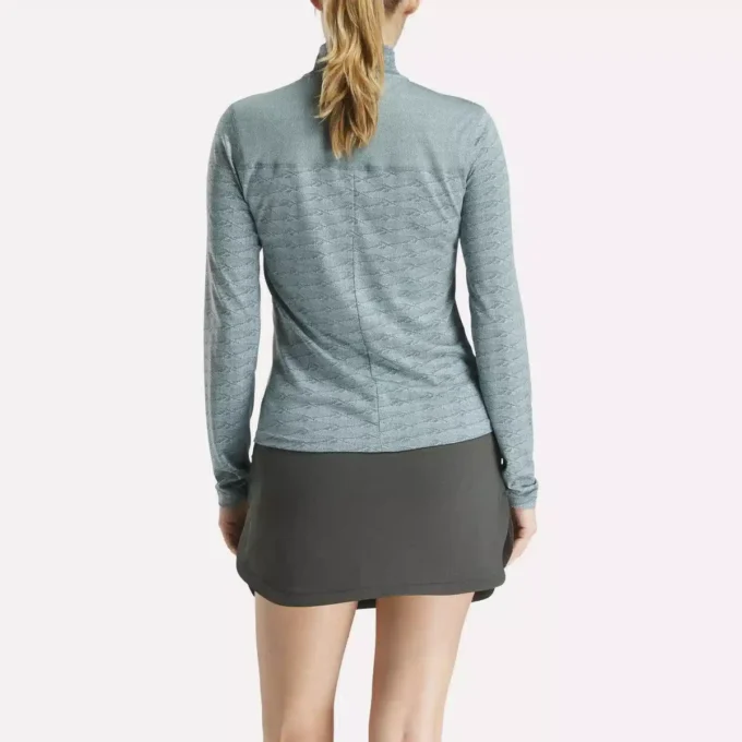 Langärmeliger Golf-Pullover für Damen mit 1/4-Reißverschluss und Engineered Vector Jacquard
