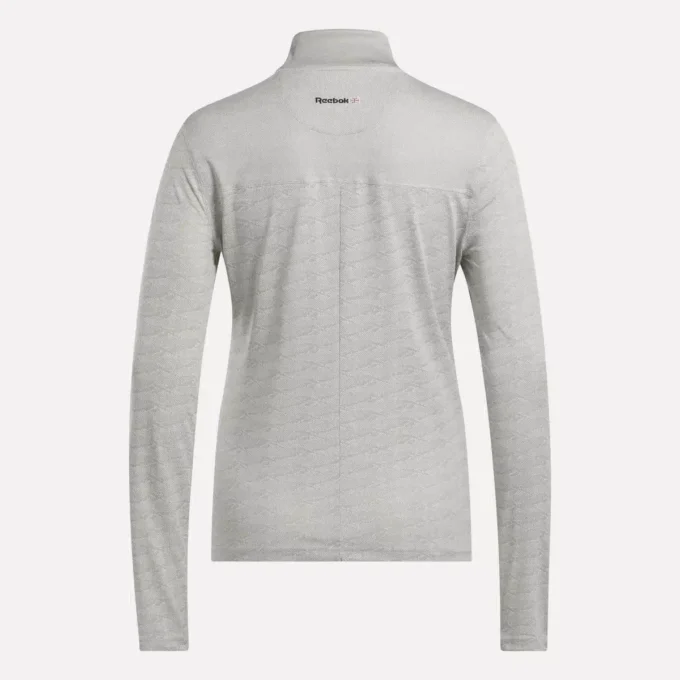 Langärmeliger Golf-Pullover für Damen mit 1/4-Reißverschluss und Engineered Vector Jacquard
