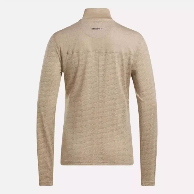 Langärmeliger Golf-Pullover für Damen mit 1/4-Reißverschluss und Engineered Vector Jacquard