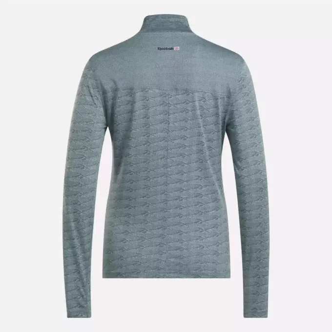 Langärmeliger Golf-Pullover für Damen mit 1/4-Reißverschluss und Engineered Vector Jacquard