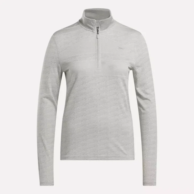 Langärmeliger Golf-Pullover für Damen mit 1/4-Reißverschluss und Engineered Vector Jacquard
