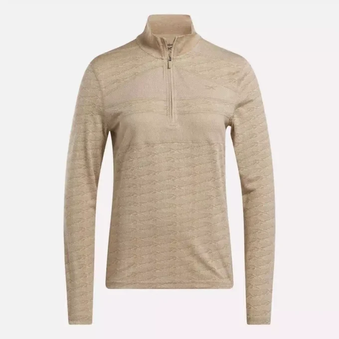 Langärmeliger Golf-Pullover für Damen mit 1/4-Reißverschluss und Engineered Vector Jacquard