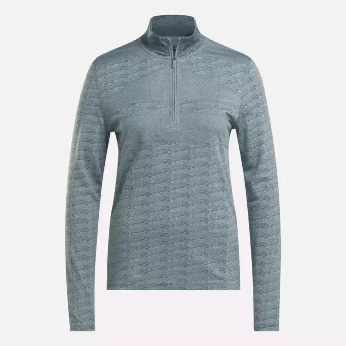 Langärmeliger Golf-Pullover für Damen mit 1/4-Reißverschluss und Engineered Vector Jacquard