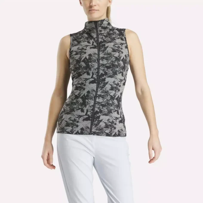 Ärmelloses Golf-Oberteil für Damen mit Stehkragen – Vector Abstract Print