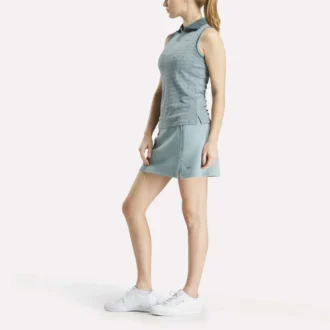 Ärmelloses Golf-Poloshirt für Damen mit tonalem Vector-Jacquardmuster