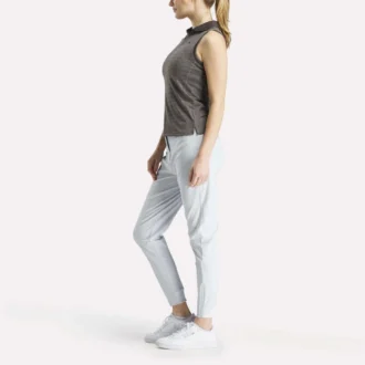 Ärmelloses Golf-Poloshirt für Damen mit tonalem Vector-Jacquardmuster