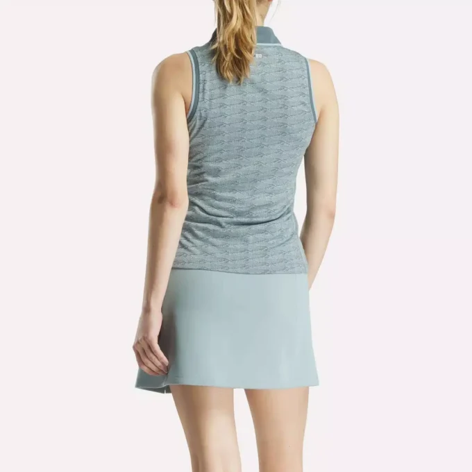 Ärmelloses Golf-Poloshirt für Damen mit tonalem Vector-Jacquardmuster