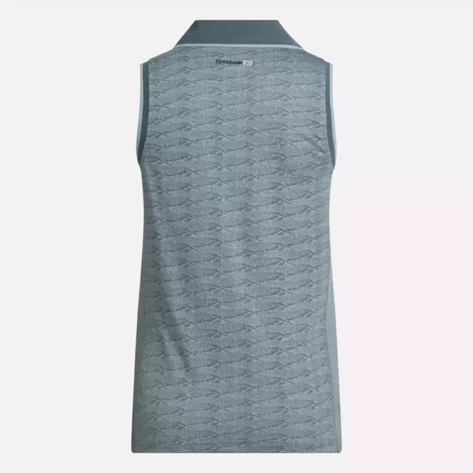 Ärmelloses Golf-Poloshirt für Damen mit tonalem Vector-Jacquardmuster