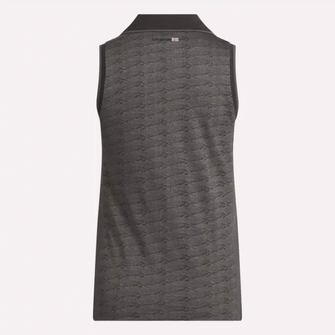 Ärmelloses Golf-Poloshirt für Damen mit tonalem Vector-Jacquardmuster
