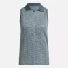 Ärmelloses Golf-Poloshirt für Damen mit tonalem Vector-Jacquardmuster
